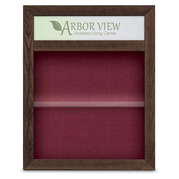 Outdoor Enclosed Combo Board, 42"x32", Satin Frame/Green & Burgundy